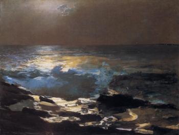 Winslow Homer : Moonlight, Wood Island Light